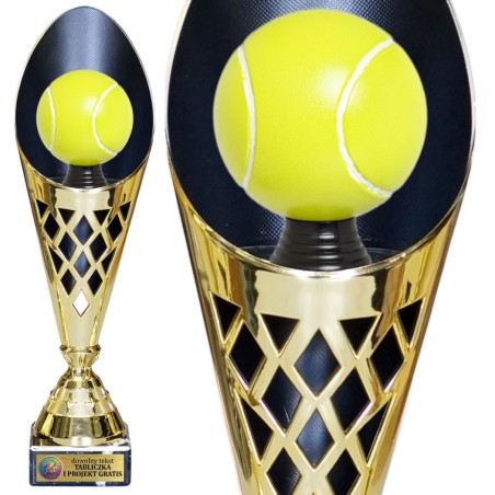 Nowoczesny puchar z grawerem tenis ziemny ażurowy z czarnym wnętrzem