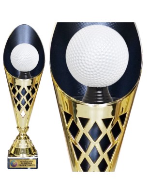 Nowoczesny puchar golf ażurowy z czarnym wnętrzem i tabliczką gratis