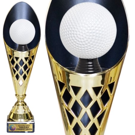 Nowoczesny puchar z grawerem golf ażurowy z czarnym wnętrzem