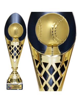 Nowoczesny puchar Baseball ażurowy z czarnym wnętrzem i tabliczką gratis
