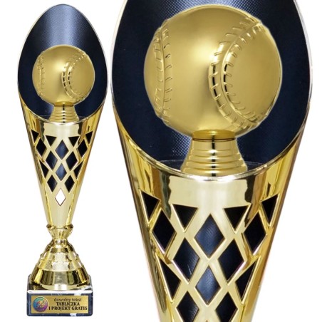 Nowoczesny puchar Baseball ażurowy z czarnym wnętrzem i tabliczką gratis