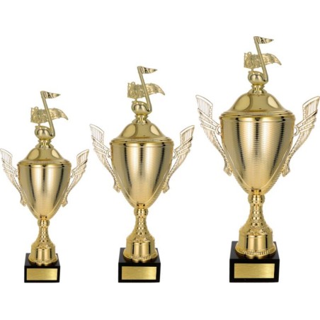 Złoty zestaw Pucharów z figurką muzyka - komplet trzech sztuk