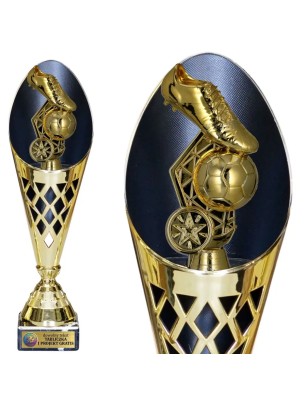 Nowoczesny puchar z grawerem piłka nożna MVP ażurowy z czarnym wnętrzem