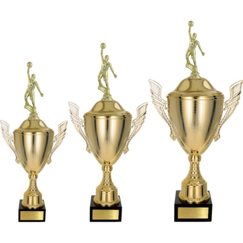 Komplet pucharów NT733 z figurką koszykarz koszykówka 53-47-42 cm