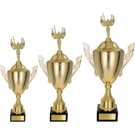Złoty zestaw Pucharów z figurką uniwersalne - komplet trzech sztuk