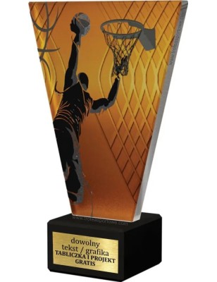 Szklana Statuetka Koszykówka z Grawerem | Nowoczesne Trofeum Sportowe i Biznesowe