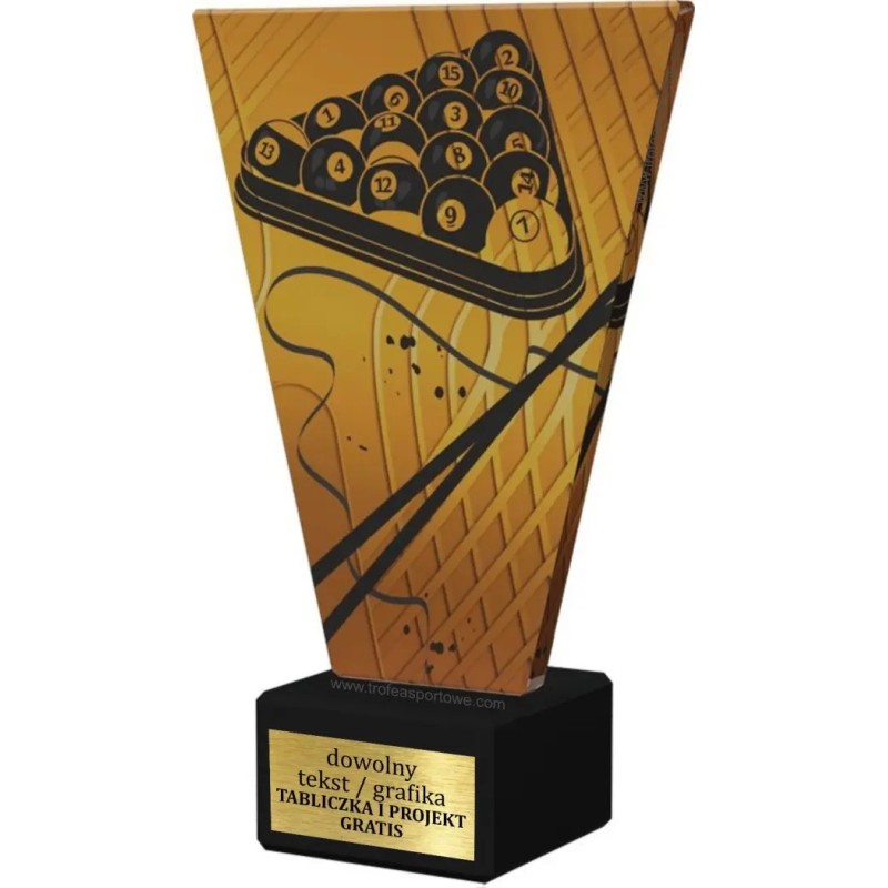Szklana Statuetka Bilard Snooker z Grawerem | Nowoczesne Trofeum Sportowe i Biznesowe
