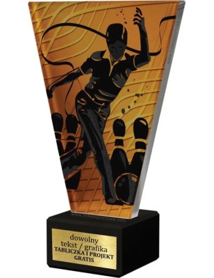 Szklana Statuetka kręgle z Grawerem | Nowoczesne Trofeum Sportowe i Biznesowe