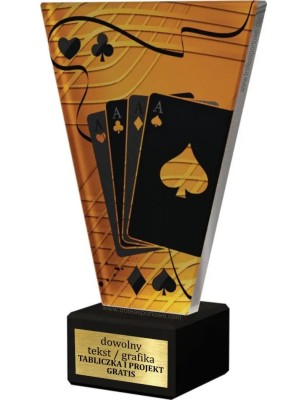 Szklana Statuetka karty poker brydź z Grawerem | Nowoczesne Trofeum Sportowe