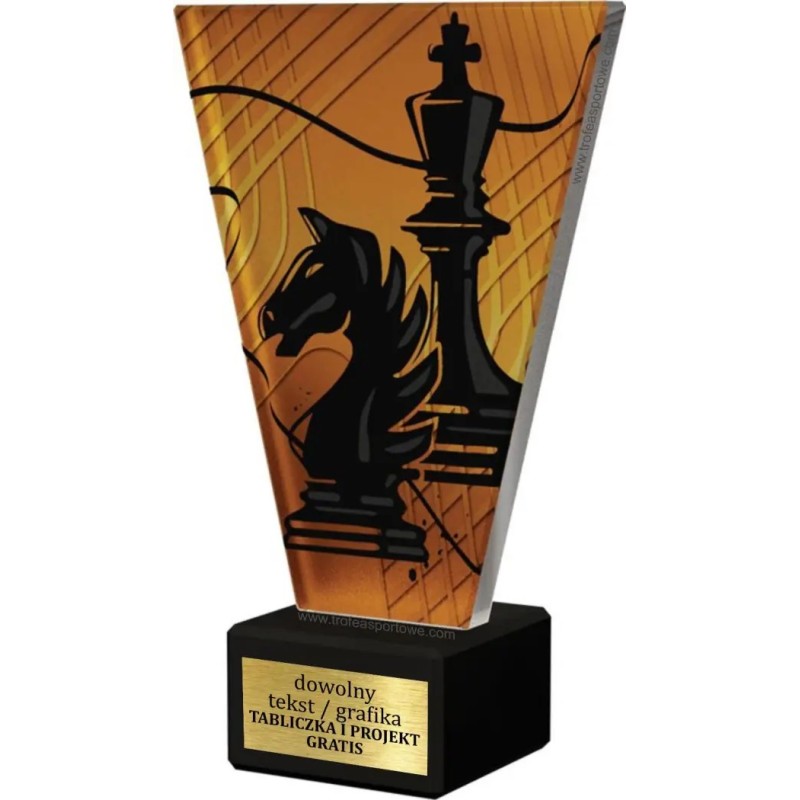 Szklana Statuetka szachy z Grawerem | Nowoczesne Trofeum Sportowe i Biznesowe