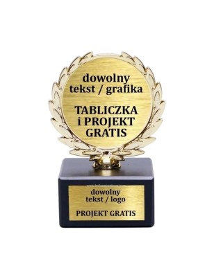 Złota statuetka uniwersalna z laurem i dwiema wklejkami – nagroda na zawody sportowe i turnieje