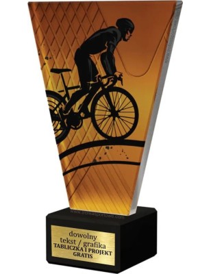 Szklana Statuetka kolarstwo z Grawerem | Nowoczesne Trofeum Sportowe i Biznesowe