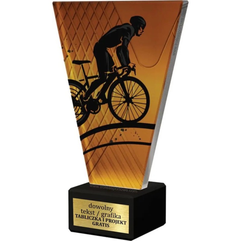 Szklana Statuetka kolarstwo z Grawerem | Nowoczesne Trofeum Sportowe i Biznesowe