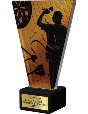 Szklana Statuetka dart z Grawerem | Nowoczesne Trofeum Sportowe i Biznesowe