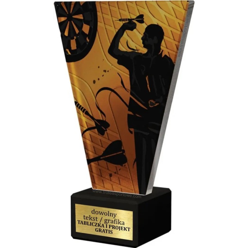 Szklana Statuetka dart z Grawerem | Nowoczesne Trofeum Sportowe i Biznesowe Szklana Statuetka dart z Grawerem | Nowoczesne Trofeum Sportowe i Biznesowe