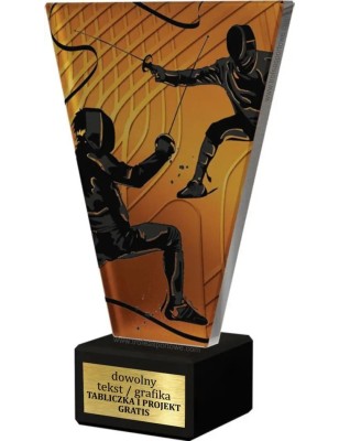 Szklana Statuetka szermierka z Grawerem | Nowoczesne Trofeum Sportowe i Biznesowe