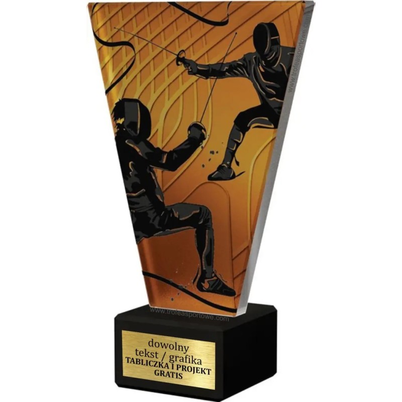 Szklana Statuetka szermierka z Grawerem | Nowoczesne Trofeum Sportowe i Biznesowe Szklana Statuetka szermierka z Grawerem | Nowoczesne Trofeum Sportowe i Biznesowe