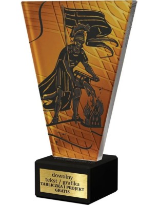 Szklana Statuetka straż pożarna z Grawerem | Nowoczesne Trofeum z św. Florianem
