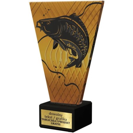 Szklana Statuetka wędkarstwo karp z Grawerem | Nowoczesne Trofeum Sportowe