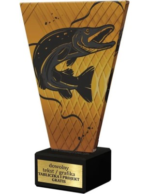 Szklana Statuetka wędkarstwo szczupak z Grawerem | Nowoczesne Trofeum Sportowe