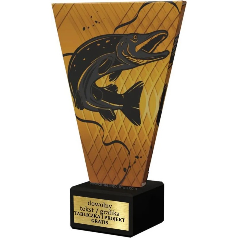Szklana Statuetka wędkarstwo szczupak z Grawerem | Nowoczesne Trofeum Sportowe Szklana Statuetka wędkarstwo szczupak z Grawerem | Nowoczesne Trofeum Sportowe
