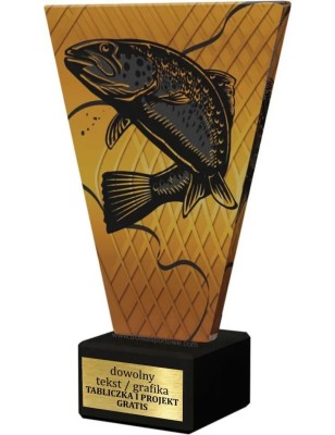 Szklana Statuetka wędkarstwo pstrąg z Grawerem | Nowoczesne Trofeum Sportowe