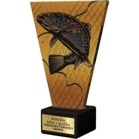 Szklana Statuetka wędkarstwo pstrąg z Grawerem | Nowoczesne Trofeum Sportowe