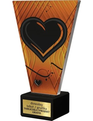 Szklana Statuetka z sercem z Grawerem | Nowoczesne Trofeum na podziękowanie gratulacje