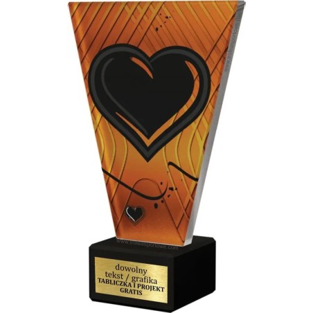 Szklana Statuetka z sercem z Grawerem | Nowoczesne Trofeum na podziękowanie gratulacje