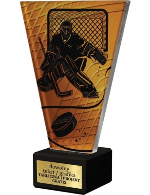 Szklana Statuetka hokej bramkarz z Grawerem | Nowoczesne Trofeum Sportowe i Biznesowe