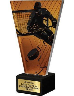 Szklana Statuetka hokej z Grawerem | Nowoczesne Trofeum Sportowe i Biznesowe