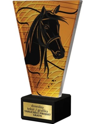 Szklana Statuetka jeździectwo z Grawerem | Nowoczesne Trofeum Sportowe i Biznesowe
