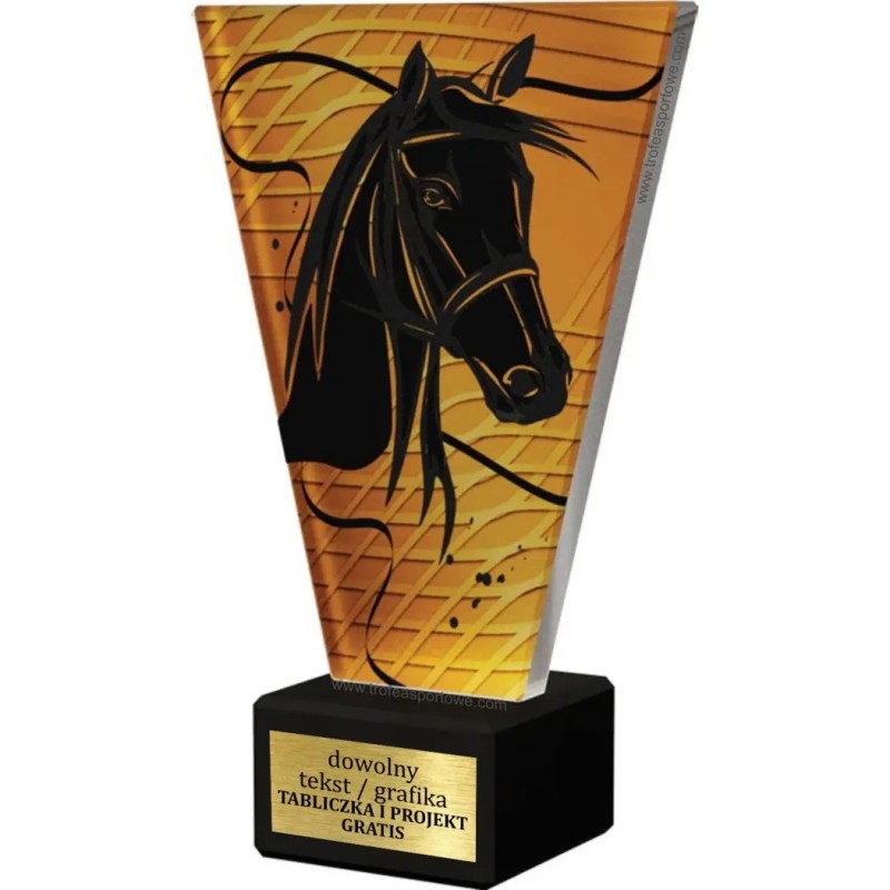 Szklana Statuetka jeździectwo z Grawerem | Nowoczesne Trofeum Sportowe i Biznesowe