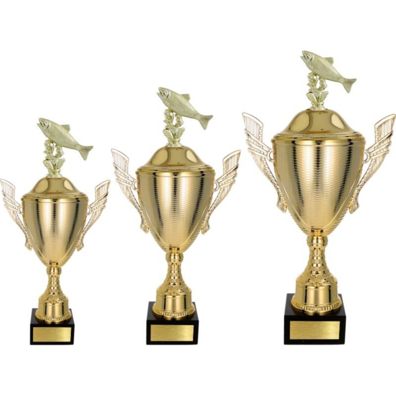 Zestaw pucharów NT733 z figurką ryba wędkarstwo 46-40-35 cm