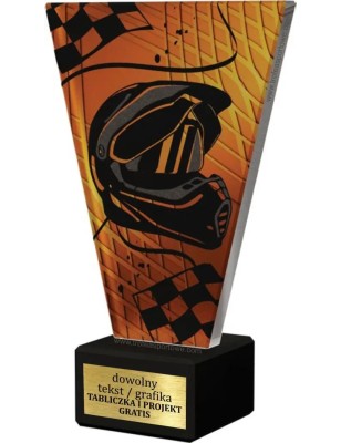 Szklana Statuetka wyścigi z Grawerem | Nowoczesne Trofeum Sportowe Motosport