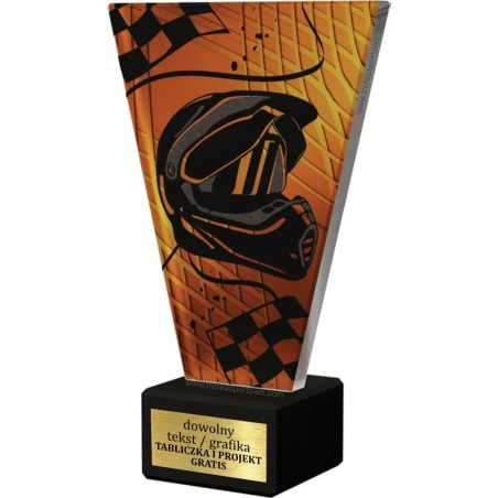 Szklana Statuetka wyścigi z Grawerem | Nowoczesne Trofeum Sportowe Motosport