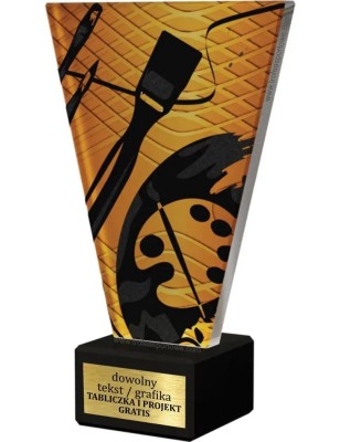Szklana Statuetka Malarstwo z Grawerem | Nowoczesne Trofeum Sportowe i Biznesowe