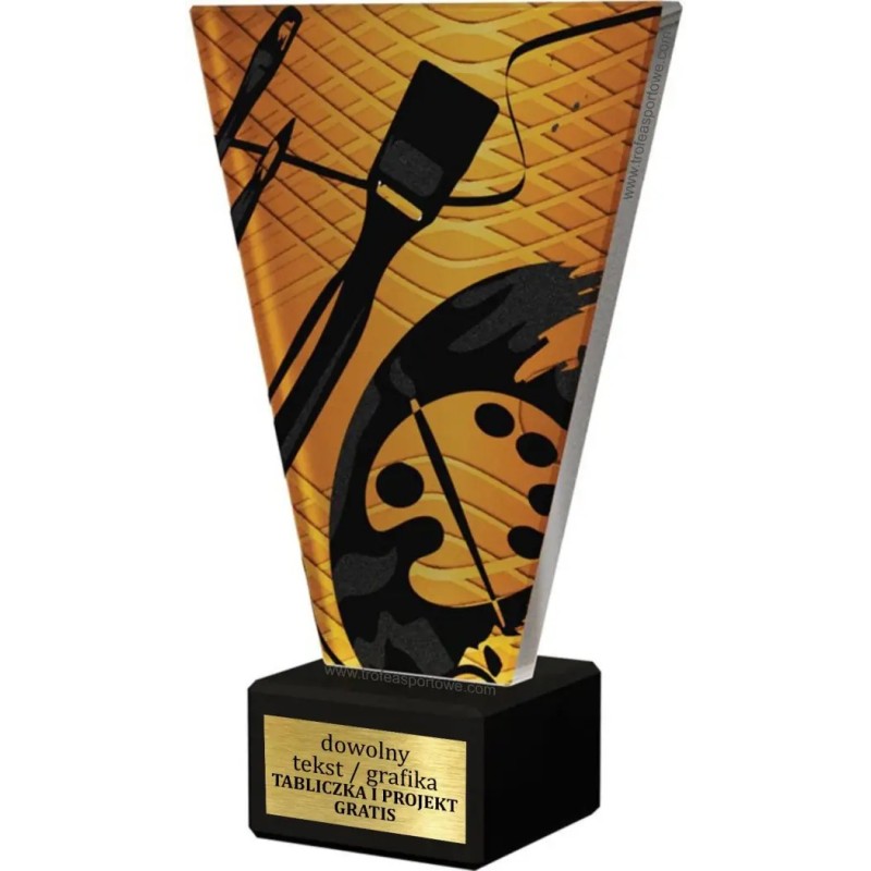 Szklana Statuetka Malarstwo z Grawerem | Nowoczesne Trofeum Sportowe i Biznesowe