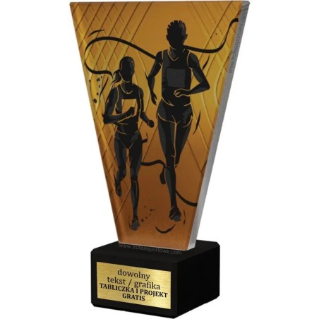 Szklana Statuetka biegi z Grawerem | Nowoczesne Trofeum Sportowe i Biznesowe