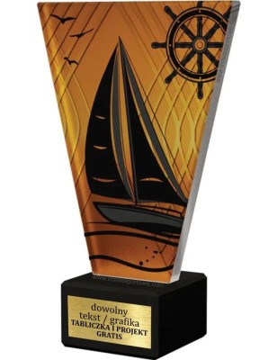 Szklana Statuetka żeglarstwo z Grawerem | Nowoczesne Trofeum Sportowe i Biznesowe