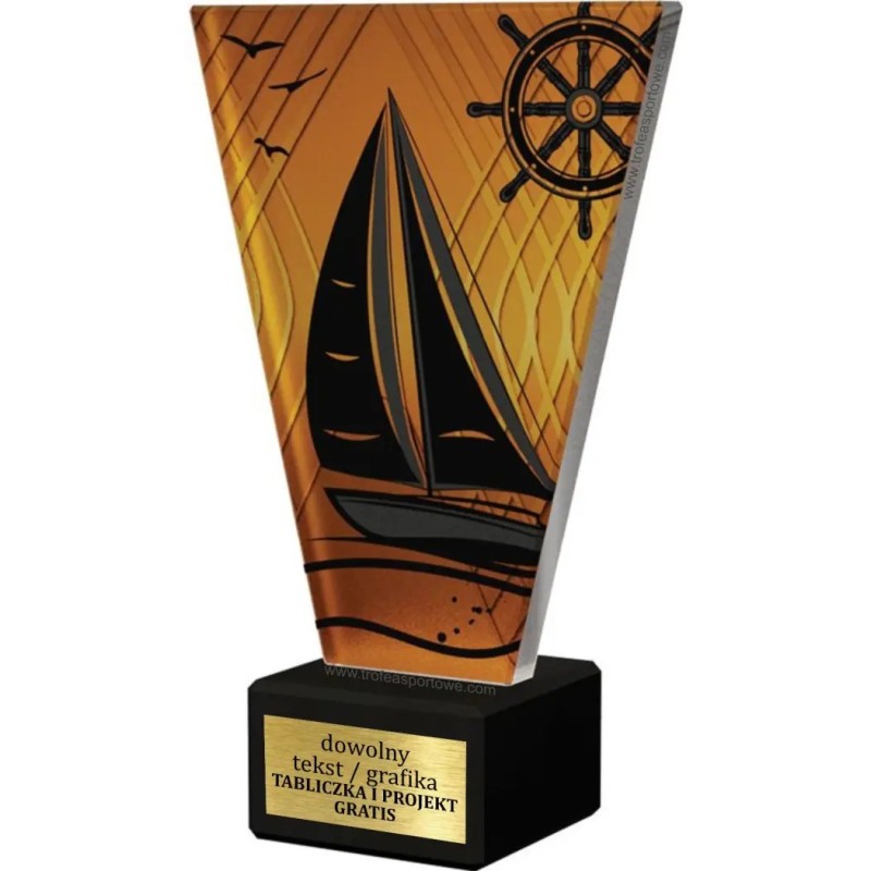 Szklana Statuetka żeglarstwo z Grawerem | Nowoczesne Trofeum Sportowe i Biznesowe