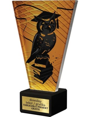 Szklana Statuetka z sowa z Grawerem | Nowoczesne Trofeum Sportowe i Biznesowe| Szkoła