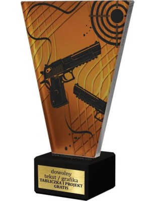 Szklana Statuetka strzelectwo z Grawerem | Nowoczesne Trofeum Sportowe Broń krótka