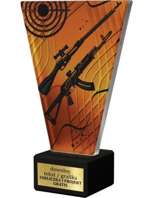 Szklana Statuetka strzelectwo z Grawerem | Nowoczesne Trofeum Sportowe Broń długa