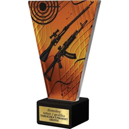 Szklana Statuetka strzelectwo z Grawerem | Nowoczesne Trofeum Sportowe Broń długa