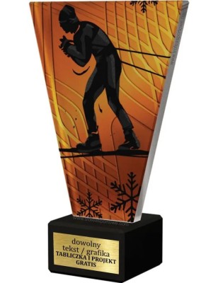 Szklana Statuetka Narciarstwo biegowe z Grawerem | Nowoczesne Trofeum Sportowe