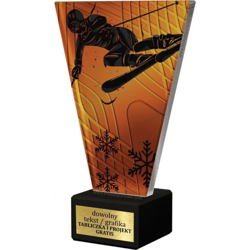 Szklana Statuetka Narciarstwo zjazdowe z Grawerem | Nowoczesne Trofeum Sportowe Szklana Statuetka Narciarstwo zjazdowe z Grawerem | Nowoczesne Trofeum Sportowe