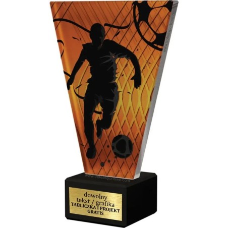 Szklana Statuetka piłka nożna Napastnik z Grawerem | Nowoczesne Trofeum Sportowe i Biznesowe