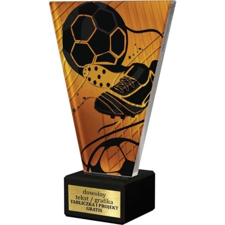 Szklana Statuetka piłka nożna piłka i but z Grawerem | Nowoczesne Trofeum Sportowe i Biznesowe