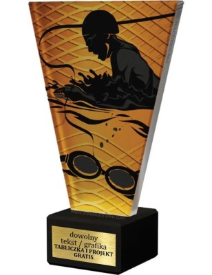 Szklana Statuetka pływanie z Grawerem | Nowoczesne Trofeum Sportowe i Biznesowe